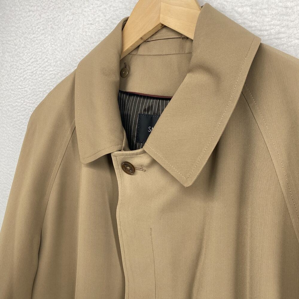 SANYO Coat Mens 40 Trench Overcoat Long Removable Quilted Liner Beige - Picture 6 of 16